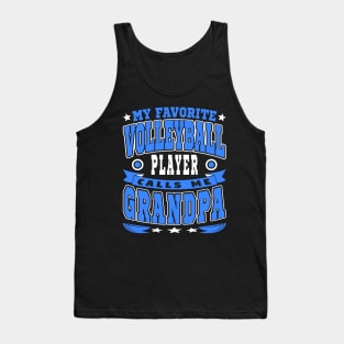 My Favorite Volleyball Player Calls Me Grandpa Text White Blue Tank Top